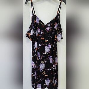 Cotton On Black and Purple Floral Midi Dress